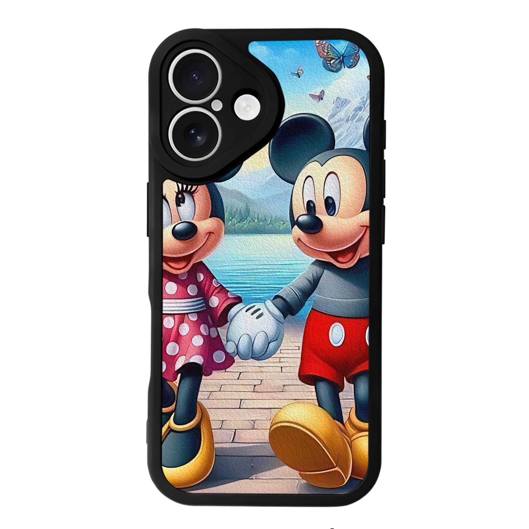 （画像用） ミッキーマウス Mickey Mouse 【iPhone 16シリーズ対応】シリコンスマホケース（レザー調） 材質：シリコン